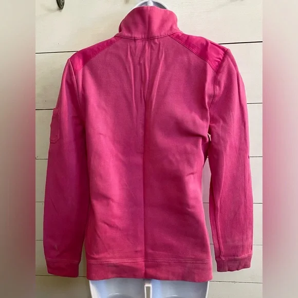 Lauren Ralph Lauren Women’s Medium Hot Pink Snap Front Ribbed Cotton Pullover - Picture 3 of 16